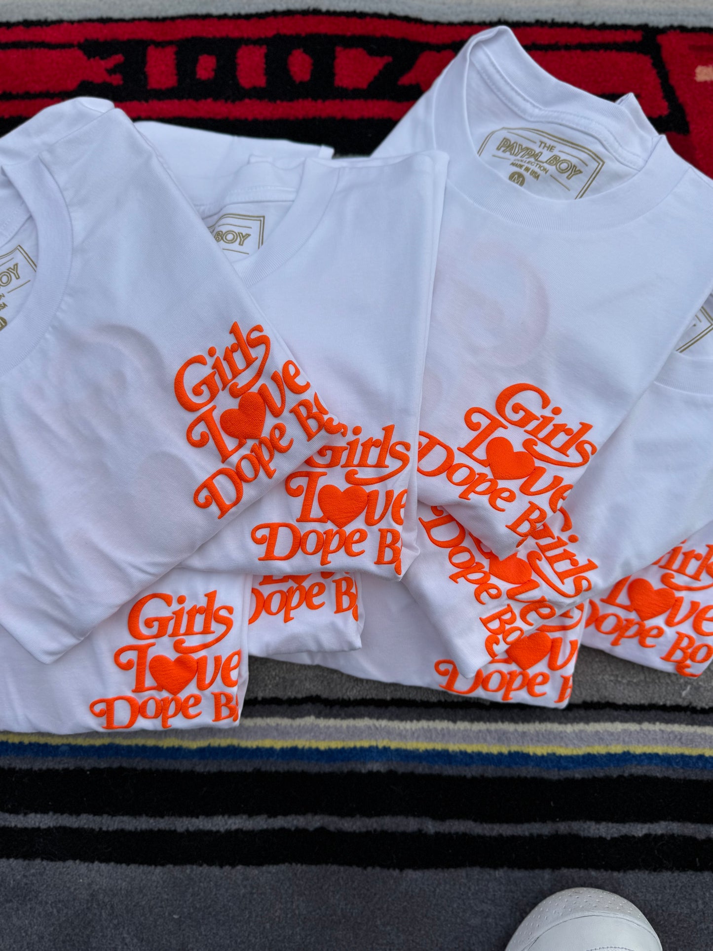 HYPER ORANGE GIRLS LOVE DOPE BOYS T-SHIRT