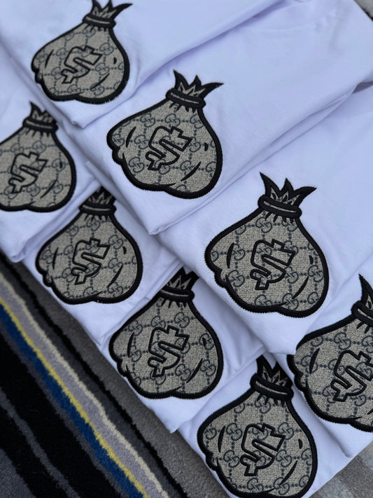 BLUE GUCCI MONEY BAG T-SHIRT