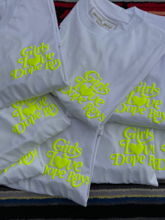 HYPER YELLOW GIRLS LOVE DOPE BOYS T-SHIRT
