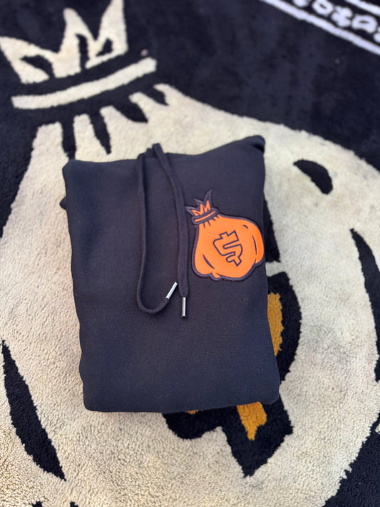 ORANGE LEATHER MONEY BAG HOODY