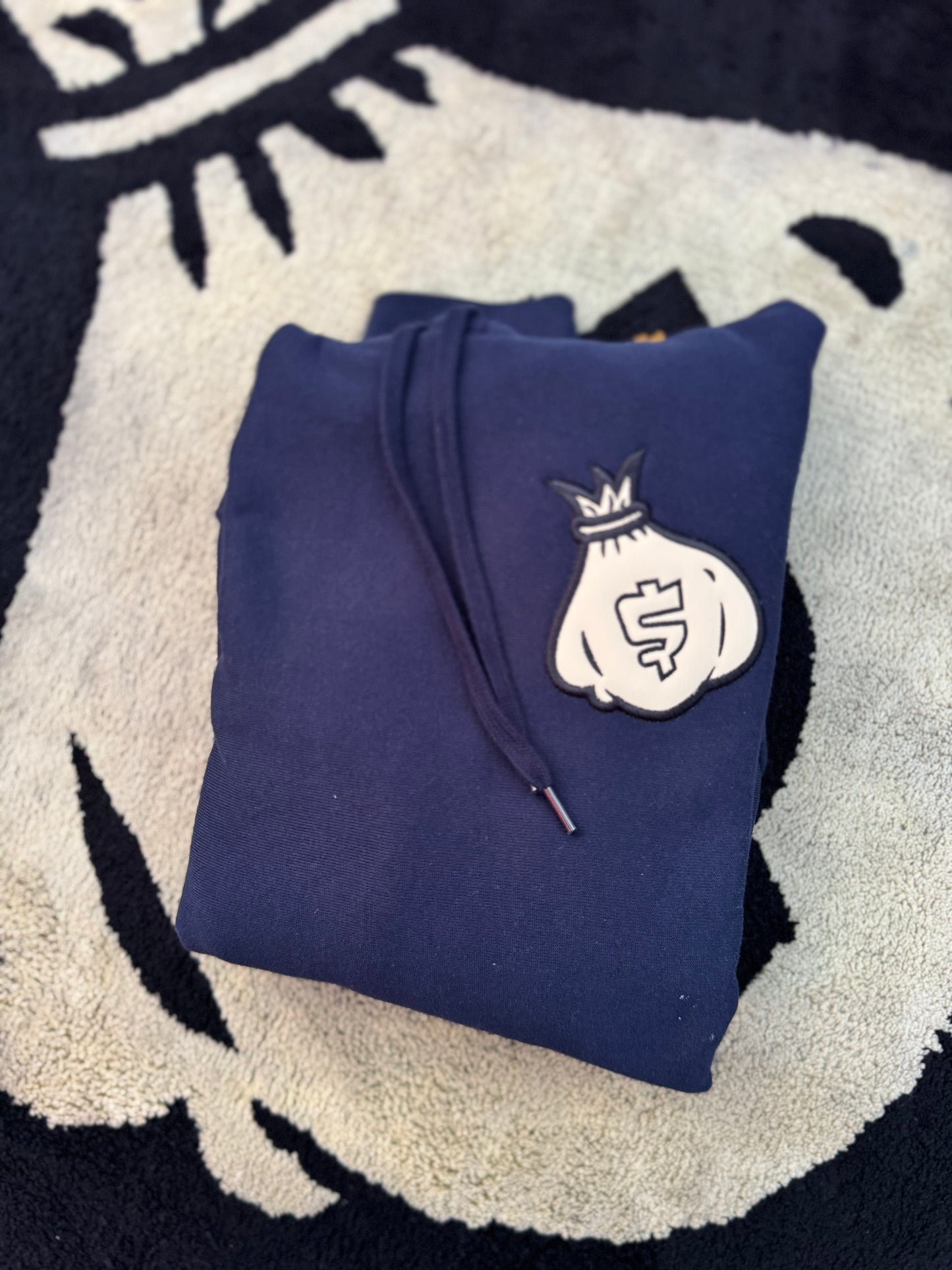 CREAM LEATHER MONEY BAG HOODY